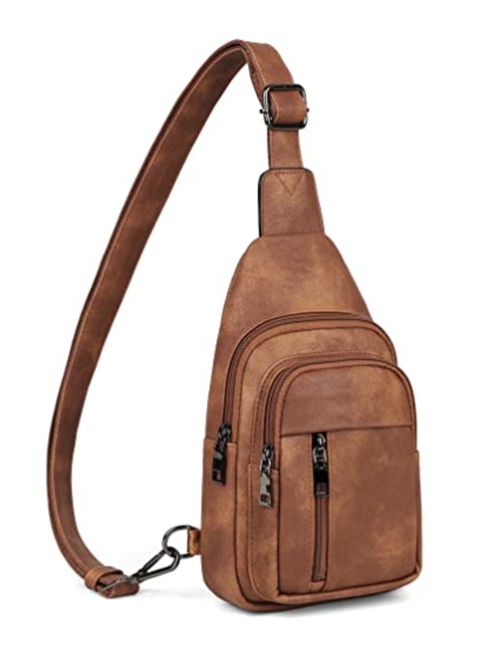Faux Leather Sling Bag Convertible Crossbody Fanny Pack with Card Slots